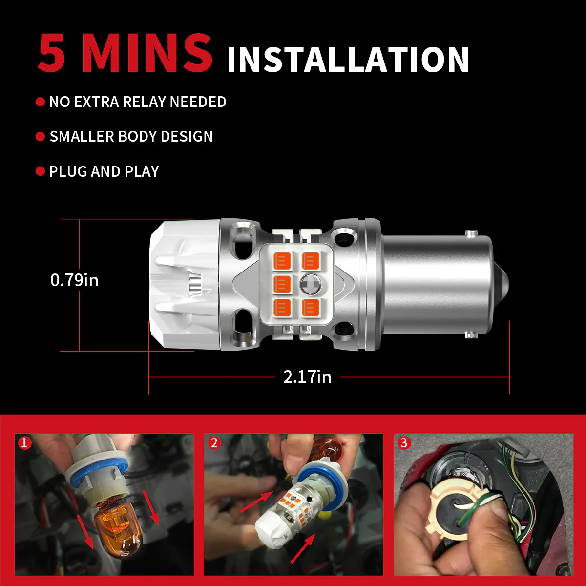 7440 amber LED turn signal bulb — 5-minute install