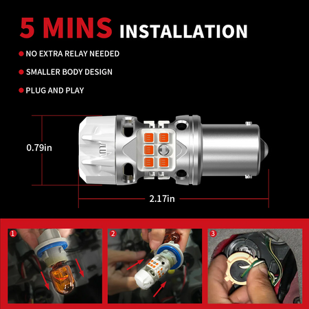 7440 amber LED turn signal bulb — 5-minute install