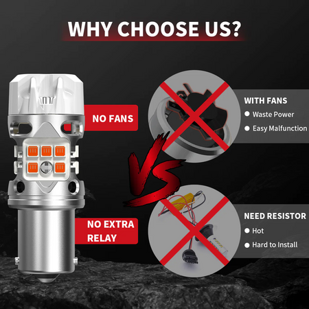 7440 amber LED turn signal bulb — vs fan / resistor designs